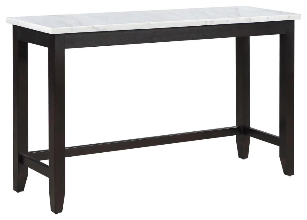 Counter Dining Table, Slim Design With Black Wooden Legs & White Faux ...