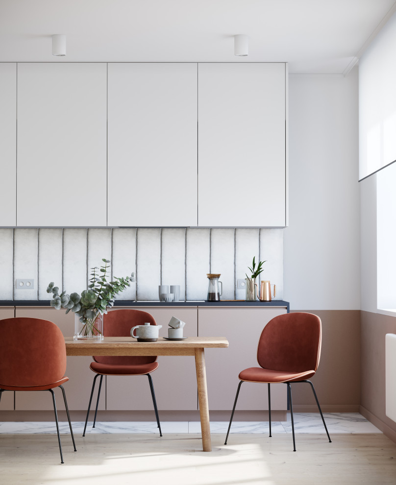 Дизайн интерьера кухни в квартире в стиле авангард в светлых тонах