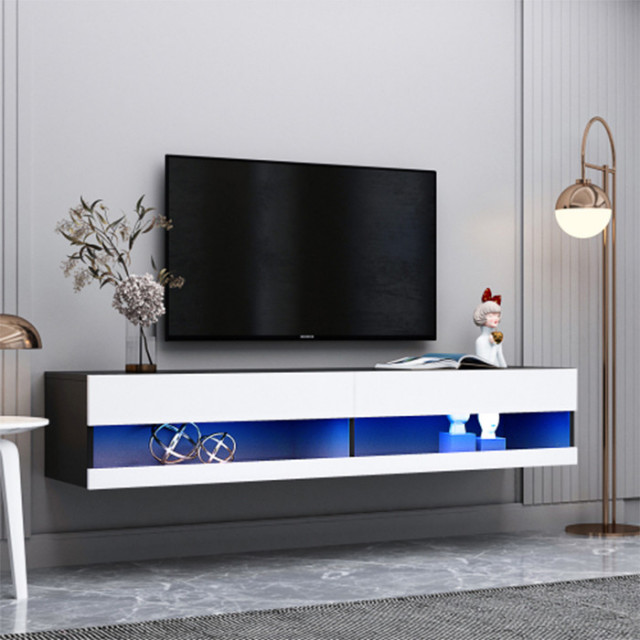 Modern white MDF benches Wall Mounted Floating TV stand with 20 Color