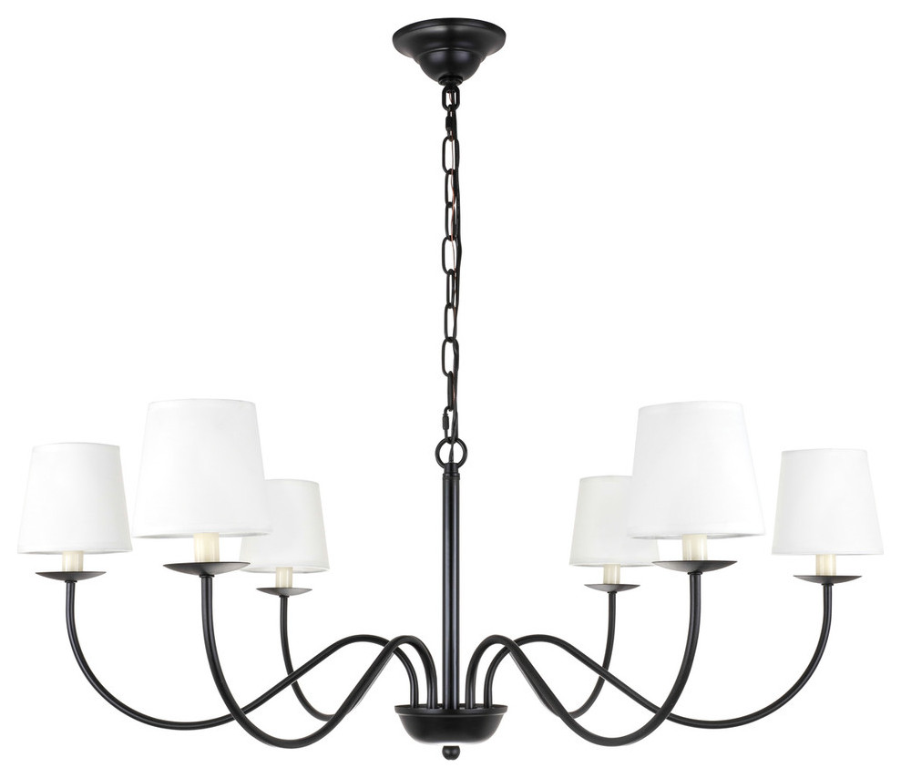 Living District 6-Light Black and White Shade Chandelier