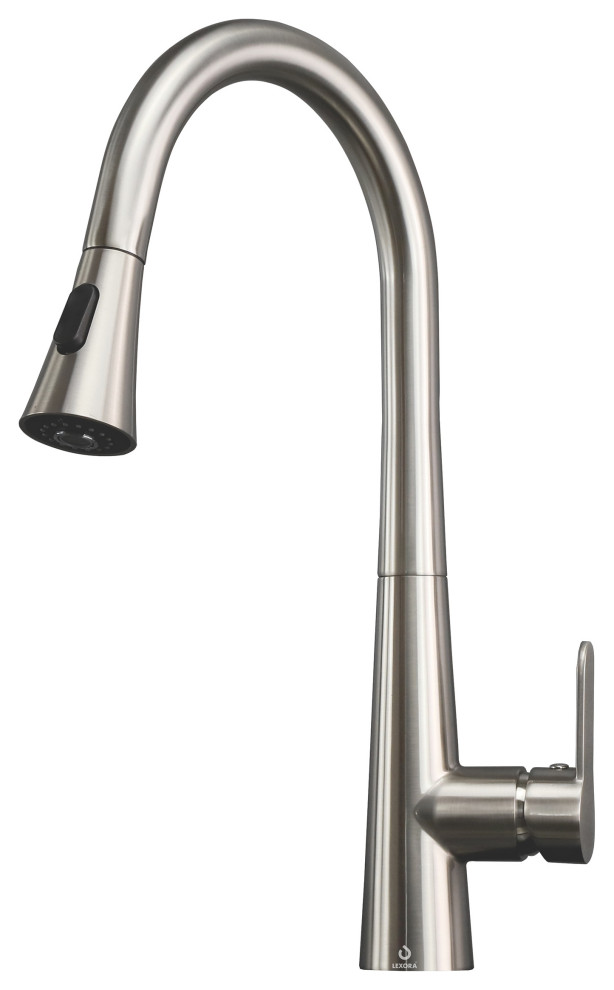 Furio Brass Kitchen Faucet, Pull Out Sprayer, Brushed Nickel Finish