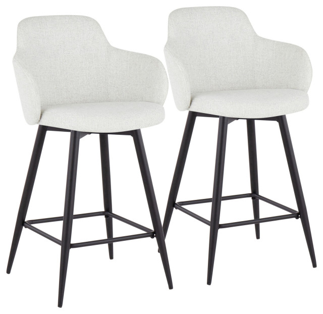 Boyne 26" FixedHeight Counter Stool, Set of 2, Black Metal/Light Gray