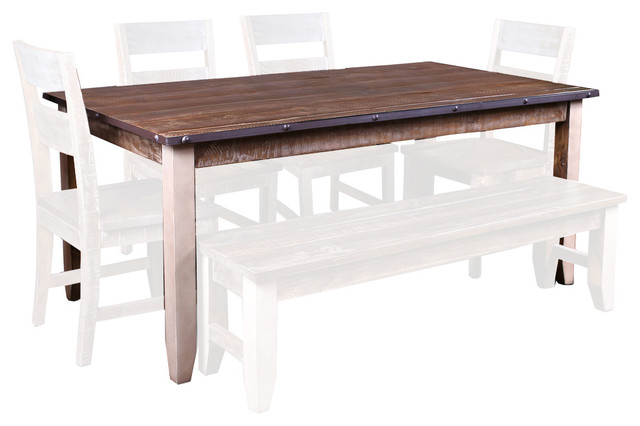 6 Piece Bayview Rustic Solid Wood, Rustic Farmhouse Dining Table Set With Bench