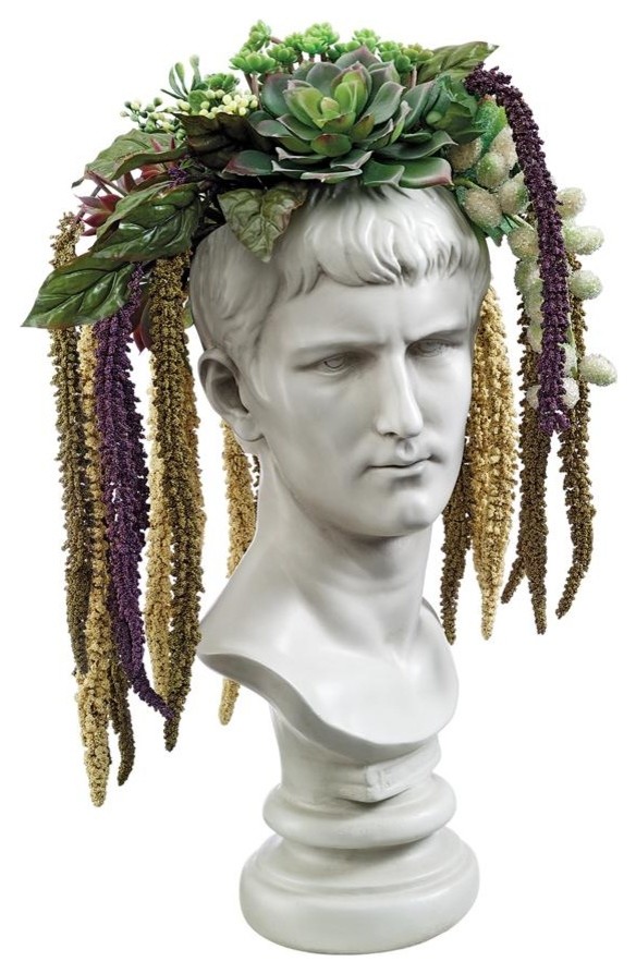 Caligula Bust Planter Traditional Outdoor Pots And Planters by