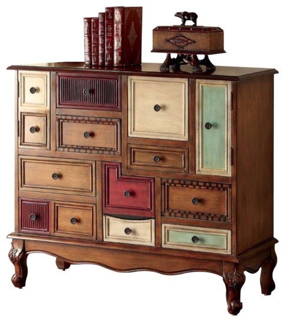 Vintage Style Wooden Accent Chest With Cabriole Legs Multicolor