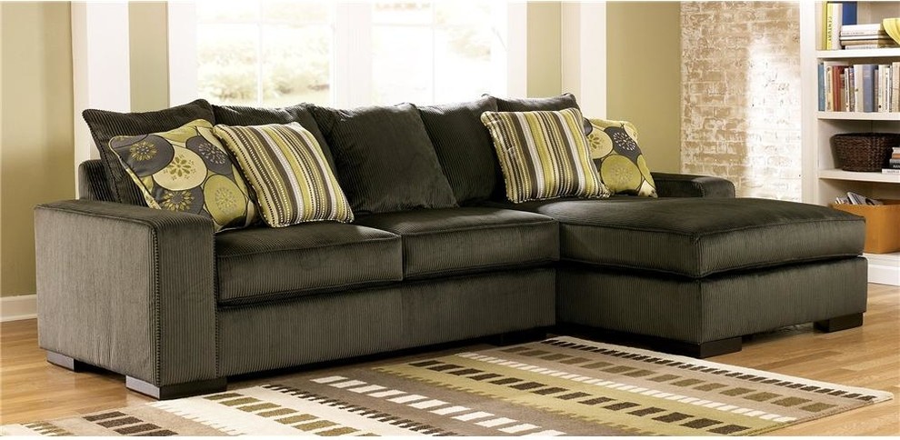 Chaise and Sofa Sectional Set in Pewter