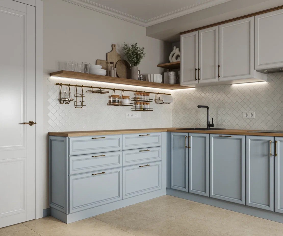 Кухня в голубых оттенках