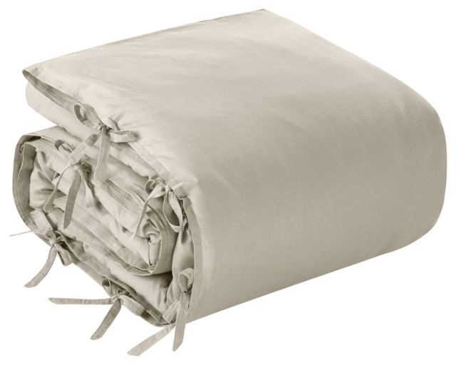 Beige Queen Linen 140 Thread Count Washable Duvet Cover Set