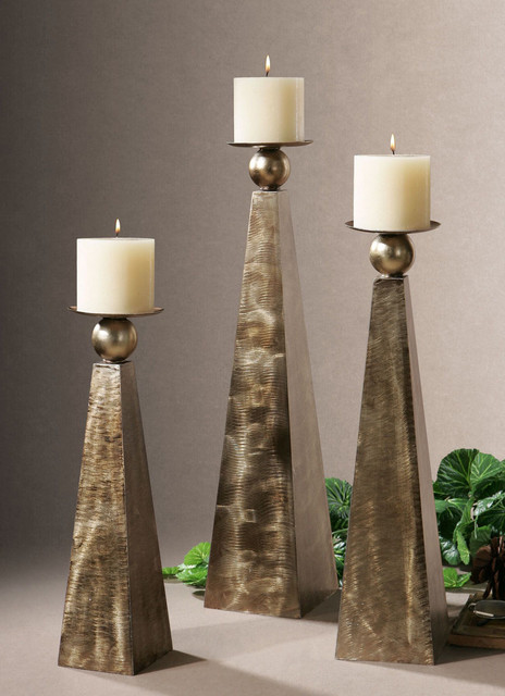 Cesano Rustic Bronze Candle Holders (Set of 3)