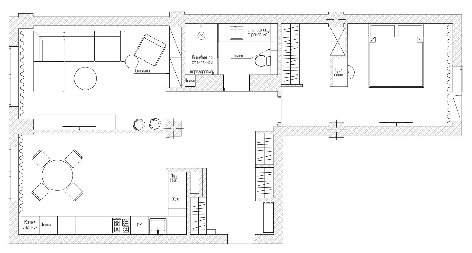 Двухкомнатная квартира, 77 м кв