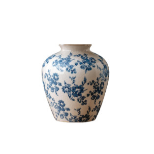 Blue and White Vase, 8 Inch Vintage Chinoiserie Ceramic Vase, Rustic Flower Vases Decorative Antique Vases for Home Decor, Retro Ice Cracked Porcelain Farmhouse Table Centerpieces Decor
