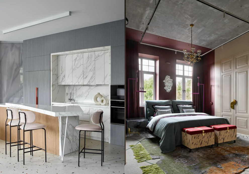 Кухня и спальня - коллаж