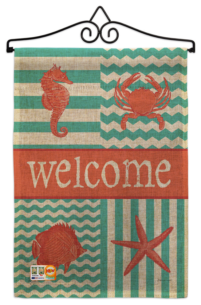 Coastal Collage Coastal Nautical Garden Flag Set Modern Flags And