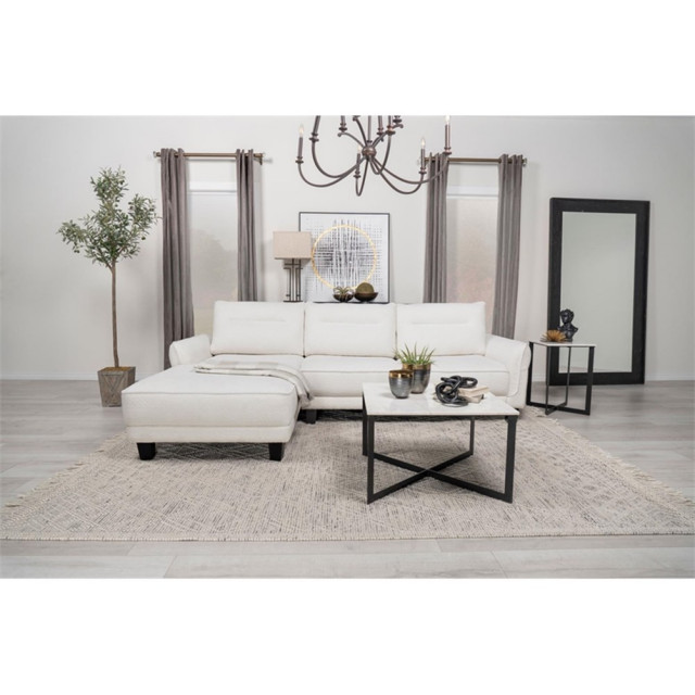 Pemberly Row Modern Fabric Upholstered Curved Arms Sectional Sofa in ...