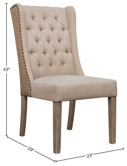 Diana 2-Toned Oatmeal Linen and Jute Dining Chair - Farmhouse - Dining ...