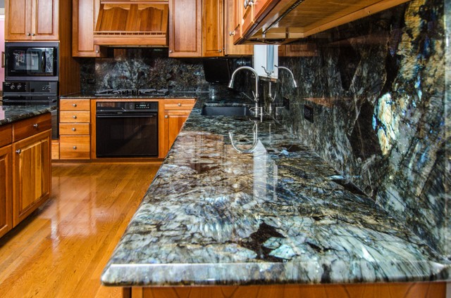 Lemurian Blue Labradorite Kitchen With Full Backsplash