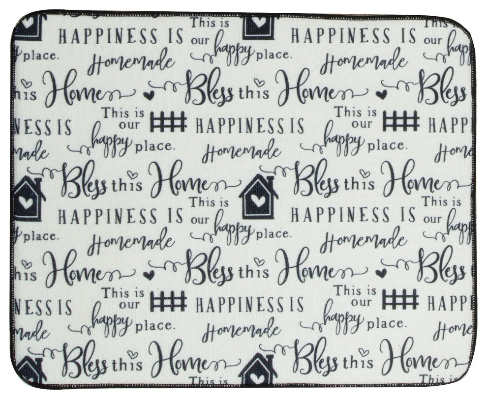 Farmhouse Happiness is Homemade Black and White Countertop Kitchen Drying Mat