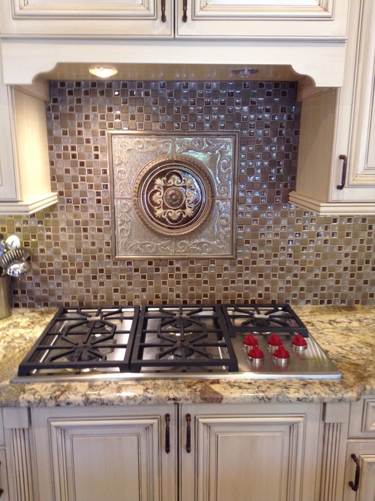 Example of a transitional kitchen design in Denver