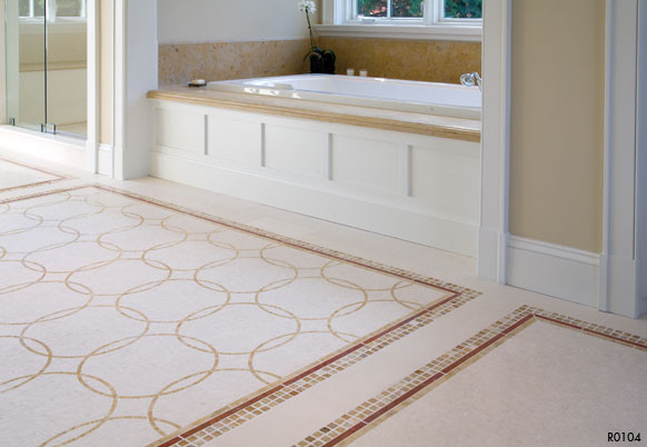 This is an example of an expansive transitional master bathroom in Los Angeles with an alcove tub, an alcove shower, beige tile, yellow tile, mosaic tile, beige walls and mosaic tile floors.