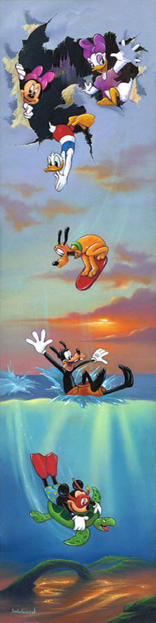 Disney Fine Art Mickey and Pals Big Day off by Jim Warren, Gallery Wrapped Gicl