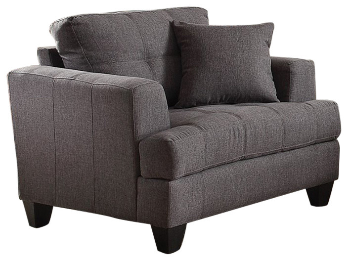 Coaster Samuel Sofa Upholstered Chair With Tufted Cushions Charcoal Coaster Samuel Sofa Upholstered Chair With Tufted Cushions Charcoal