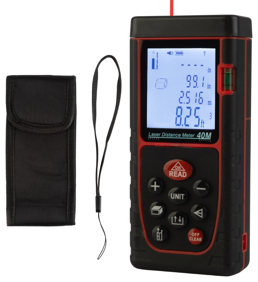 Laser Measurement Tool 130' with Live Measuring, Backlit Display, Built