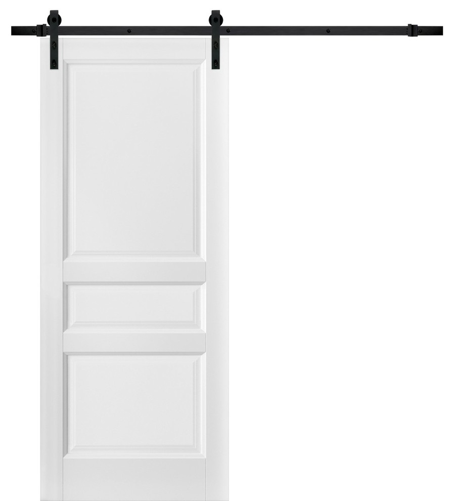 Barn Door 42 x 96 & Hardware Lucia 31 Matte White Transitional