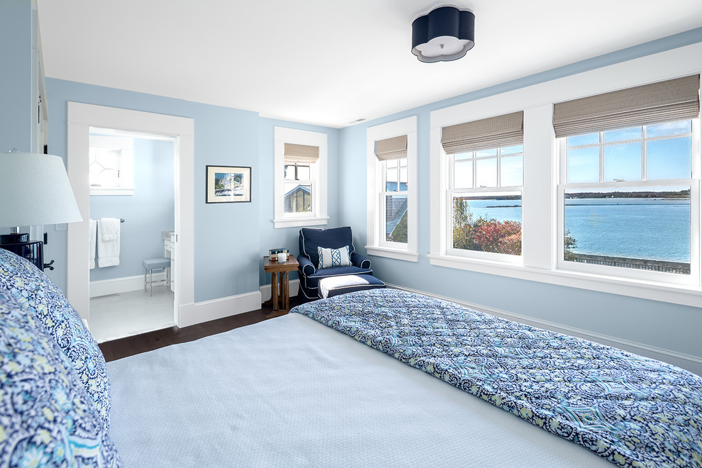 Design ideas for a beach style bedroom in Portland Maine.