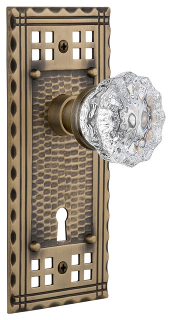 2.375 Nostalgic Warehouse Craftsman Plate with Keyhole Round Clear Crystal Glass Knob Antique Pewter Passage