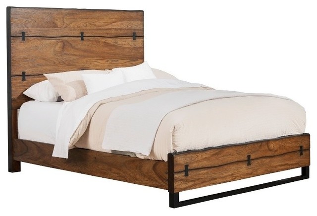 Full Size Panel Bed In Mahogany Wood Brown Industrial Panel Beds By Virventures