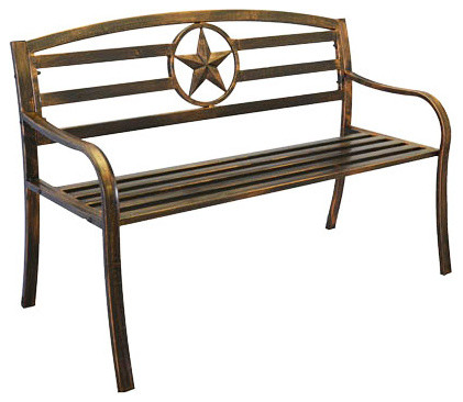 Country Star Metal Park Bench Rustic Outdoor Benches By Pier