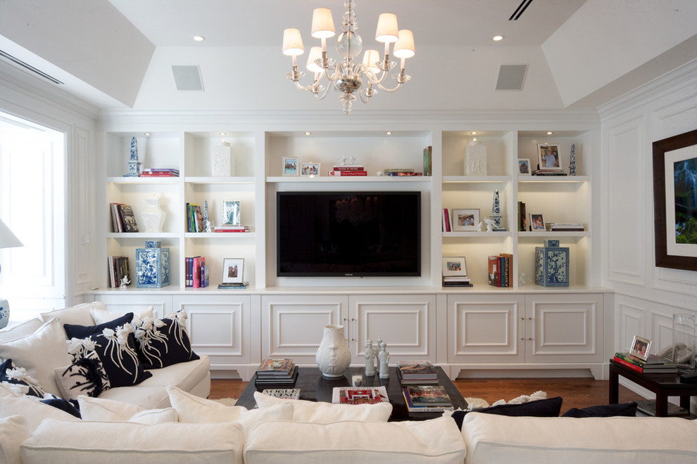 This is an example of a traditional family room in Miami.