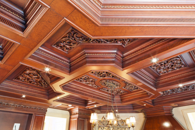 Custom coffered ceilings traditional-kitchen