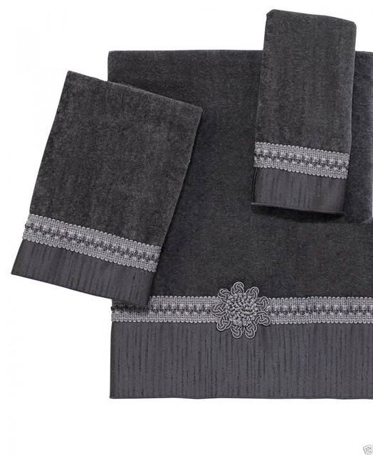 Braided Medallion Bath Towel, Hand Towel, Fingertip Towel, Granite, 3