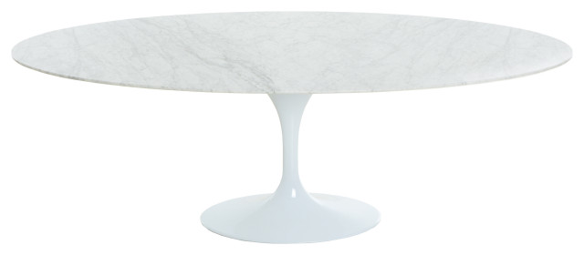 Oval Natural Carrara Marble Dining Table 67"