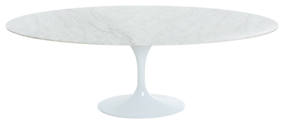 Oval Natural Carrara Marble Dining Table 67"