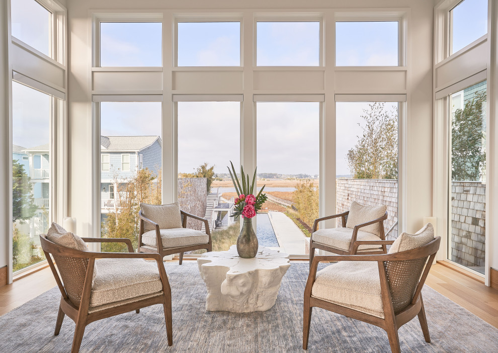 Inspiration for a beach style sunroom in Other.