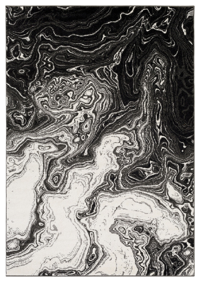 Surya Pepin Modern Black PEI1014 Area Rug, Rectangular 5'3" x 7'6