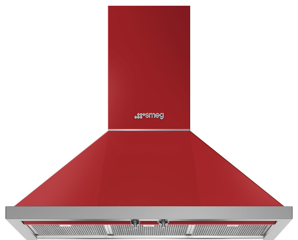 Smeg Portofino Chimney Hood, 36" Contemporary Range Hoods And Vents