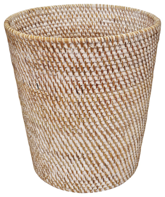 White Wash Rattan Basket Tropical Baskets by Design Mix Furniture Houzz
