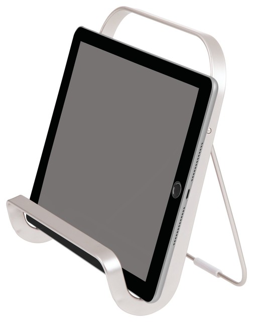 iDesign Austin Tablet and Cookbook holder, Matte Satin and Matte White