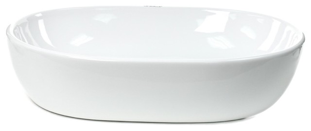 Simple Oval Ceramic Vessel Bathroom Sink