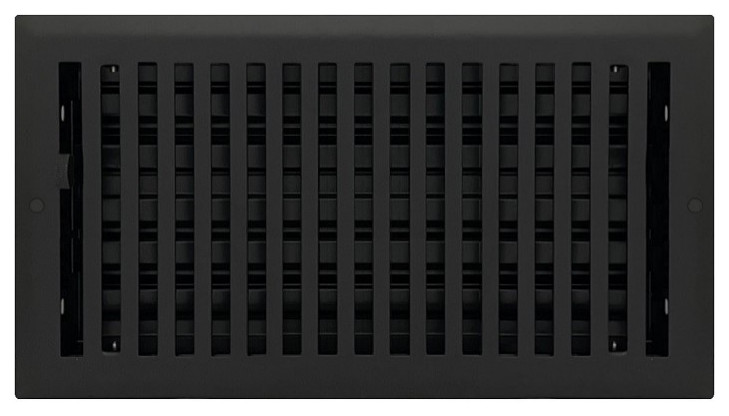 Contemporary Style Floor Register, Black, 6 X 10