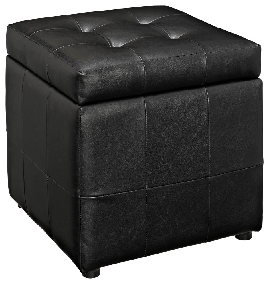 Storage Upholstered Vinyl Ottoman Contemporary Footstools And