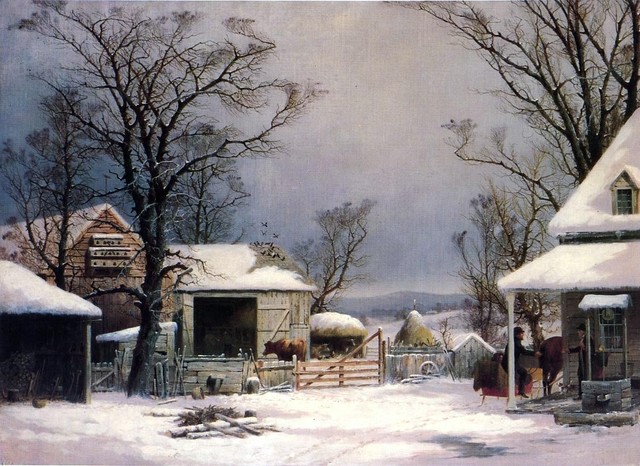 George Henry Durrie A Farmyard, Winter, 18"x24" Premium Archival Print