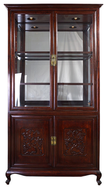 consigned Chinese Antique Carved Rosewood Display/Curio Cabinet - Asian