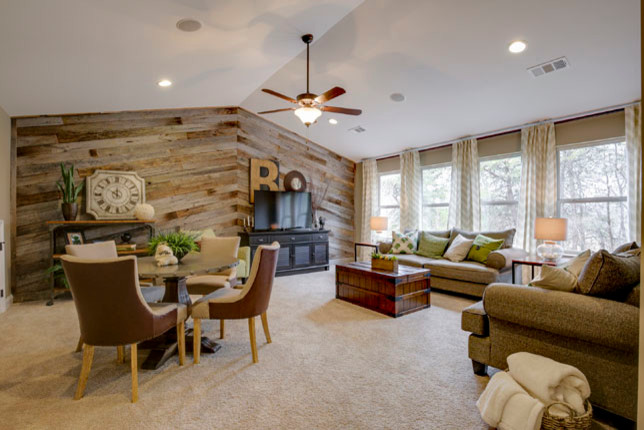 Design ideas for a transitional family room in Nashville.