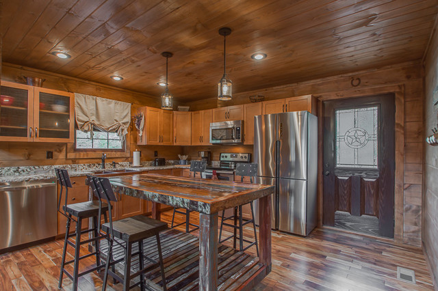 After Log Cabin Build Gatlinburg Tn Rustic Kitchen