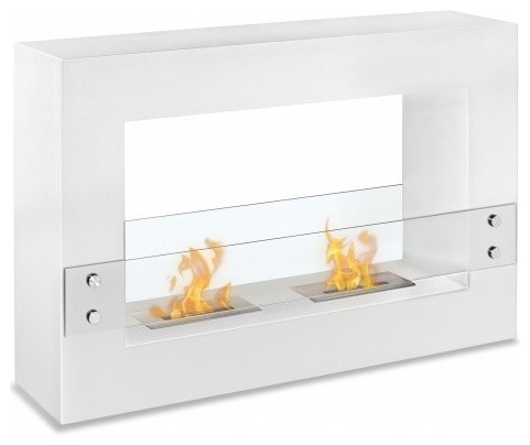 Tectum White - Freestanding Ethanol Fireplace