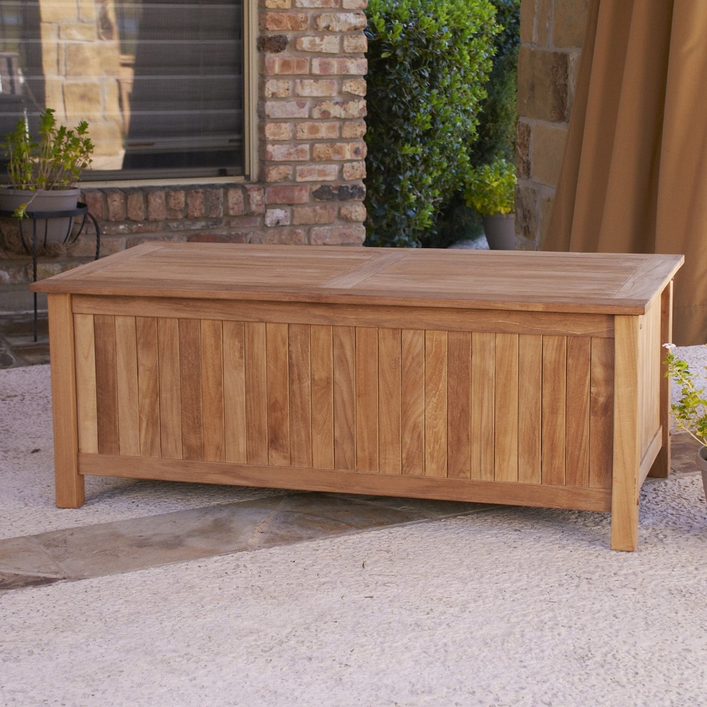 Teak Storage Box Rustic Outdoor Benches By VirVentures   Home Design 